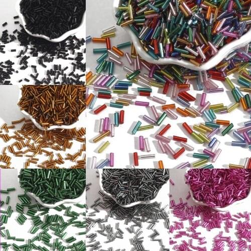 300Pcs/lot 2x7mm Glass Seed Beads Austria Crystal Tube Beads Loose Spacer Beads For DIY Jewelry Making Garment Supplies