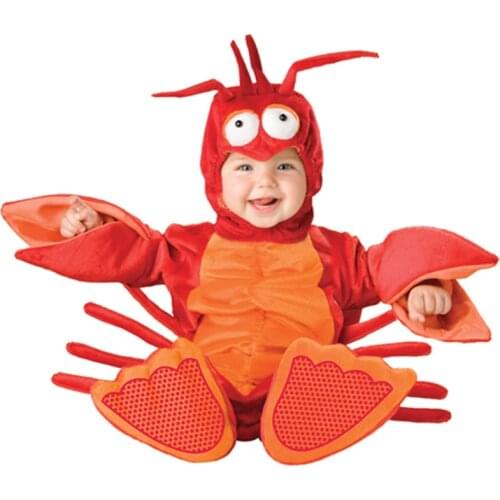 High Quality Baby Infant Children Halloween Party Cosplay Cartoon Crab Lobster Costume Clothing Jumpsuit hat shoes