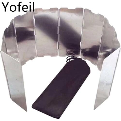 Yofeil 8 Plates Foldable Outdoor Camping Cooking Cooker Gas Stove Wind Shield Screens Aluminium Alloy Windshield