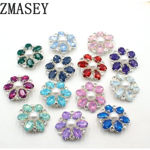 ZMASEY 2Pcs new 37MM metal buckle with rhinestone buttons, DIY hand-sewn clothing decoration accessories
