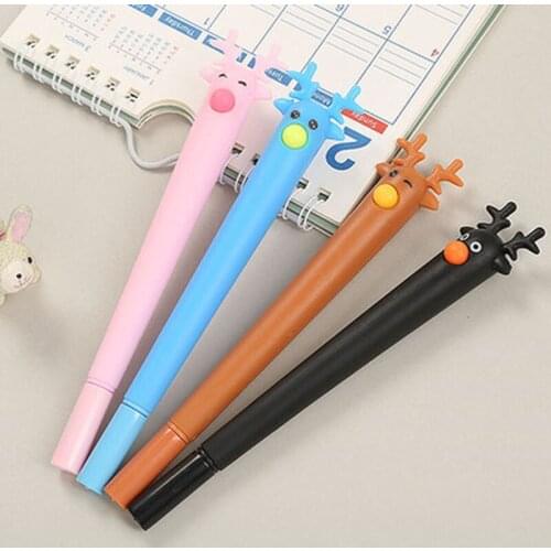 1Pcs Fawn Gel Pens 0.5mm Cute Pens Novelty Stationery Kawaii Pen Student Black Writing Pen Kawaii Stationery School Supplies