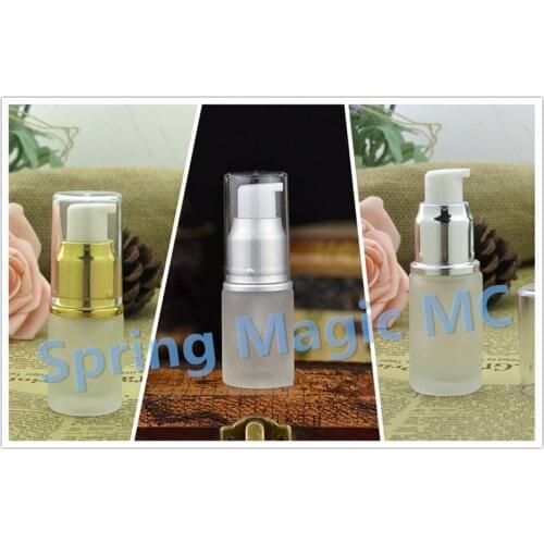 1000pcs 15ML Frosted Glass Bottle With Gold/Matt Silver Press Pump Cosmetic Containers,Portable Travel Skin Lotion Vial