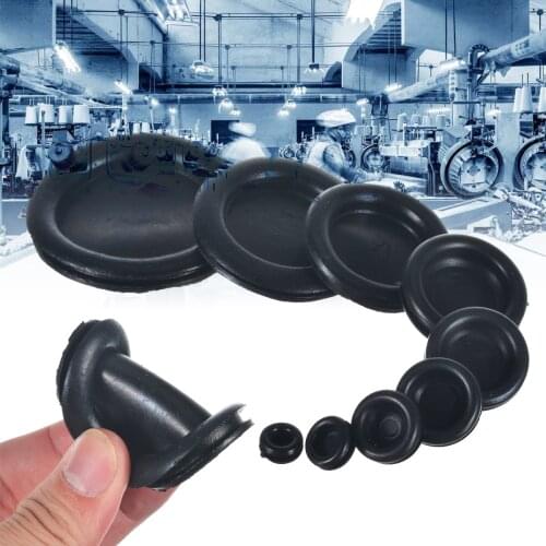 130pcs/Set Cable Blanking Grommet Rubber Closed Grommets Assorted Box Wire Cable Grommets Ring Assortment 6mm-50mm Diameter