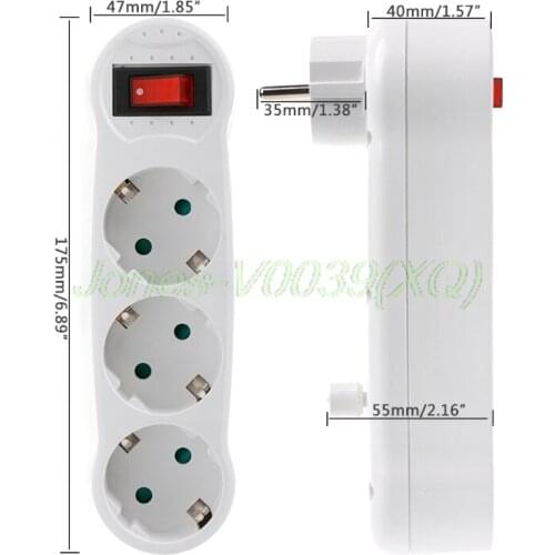 16A European Type Conversion Plug 1 TO 3 Way EU Standard Power Adapter Socket