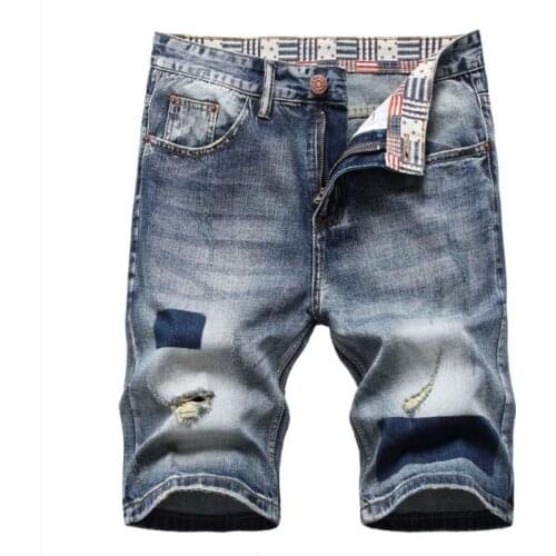 2021 Mens Ripped Short Jeans Brand Clothing Bermuda Summer Cotton Shorts Male Casual Denim Shorts Plus Size 28-42