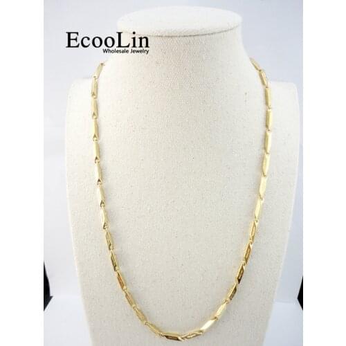 30Pcs 22.06 inch JESUS Bamboo Gold Stainless Steel Chain 56Cm Diameter3.8mm Never Fade Necklaces For Women Fashion Jewelry LR533