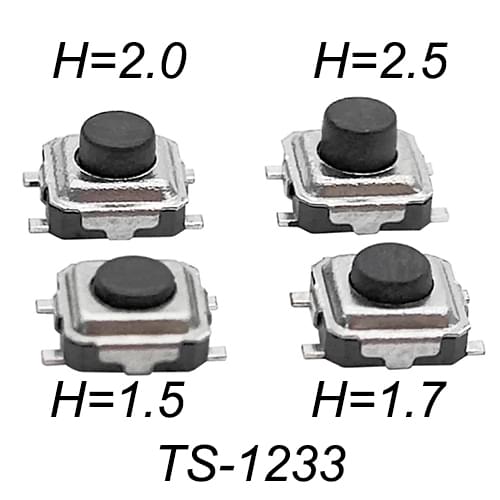 50PCS Super Tiny Tactile Push Button Switch Phone Button SMD Micro Momentary Switch 3X3X1.5/1.7/2/2.5mm SMD PCB mounting Black