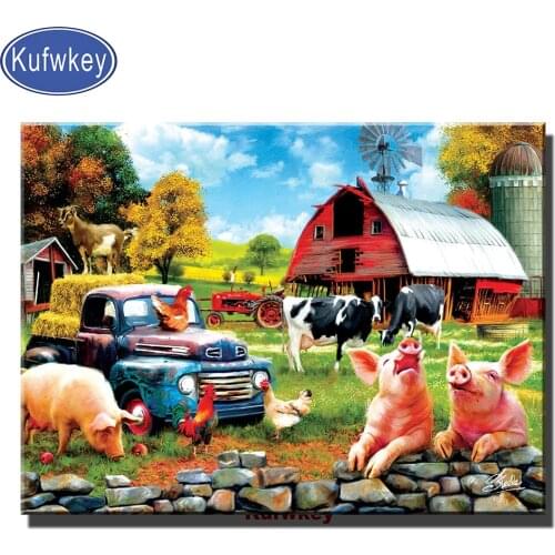 5d diy diamond painting"Farm Animals Pig Cow"mosaic cross stitch 3d embroidery diamond Full round square Drill Home Wall Art