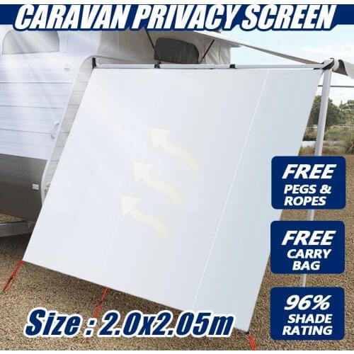 2x2.05M Caravan Privacy Screen Car Side Awning Rooftop Tent Sun Shelter Shade SUV Camping Canopy Outdoor Tents Accessories Kit