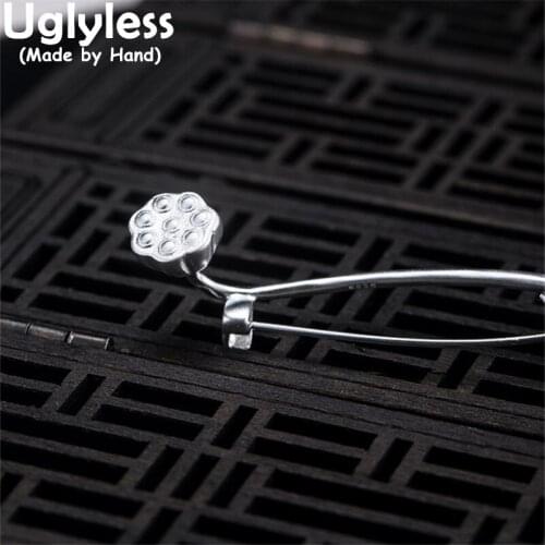 Uglyless Unisex Lotus Brooches Gentlemen Suit Dress Women Elegant Evening Party Jewelry Handmade 925 Silver Lotus Pins Brooches