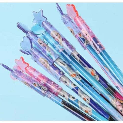 18/24pcs Disney Mickey Princess Pencil Case Cute Pencil Cap Cartoon Pencil Protection Pen Case Student Office Stationery Gift