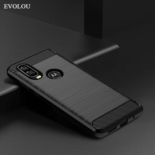 For Motorola One Vision Case P40 Shockproof Brushed Carbon Fiber Soft Bumper Case Cover for Motorola Moto One XT1941 Phone Cases