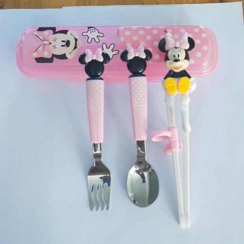 Disney childrens chopsticks training chopsticks baby learning practice chopsticks baby auxiliary spoon fork cutlery set