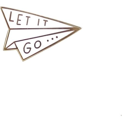 Let it go enamel pin paper airplane brooch self care badge mindfulness gift meditation anxiety relief jewelry