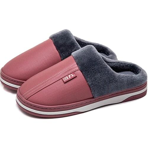 Cotton Shoes Women 2020 Winter New Non-slip Warm Home Shoes All Inclusive With Leather Indoor Cotton Slippers Lovers Shoes