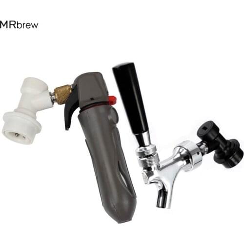 Homebrew Polished Chrome Draft Beer Tap Faucet with Co2 Keg Charger Quick Disconnect Assembly For Cornelius Beer Keg