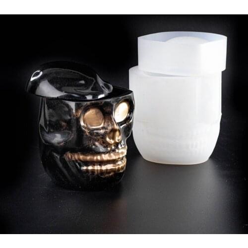 Creative Skull Box Storage Box Mirror Silicone Mold For DIY Crystal Epoxy Resin Mold Home Decoration Handmade Tools
