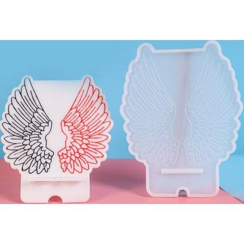 Wing mobile phone holder mirror surface silicone mold creative coaster DIY resin soft pottery handmade kitchen tools