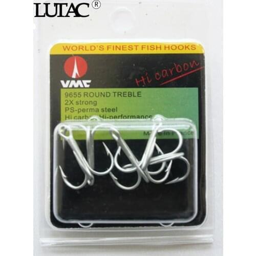 LUTAC 5 bags Fishing VMC Treble Hook 5 Box/Set Strengthen Sharp Hooks Spoon Artificial Lures 2# 4# 6# 8