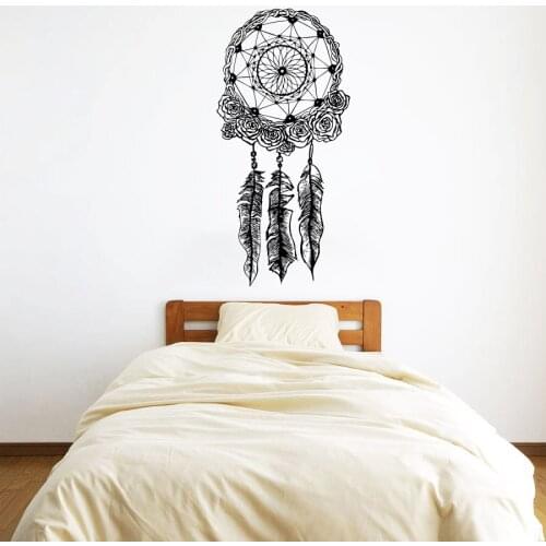Girls Favorite Gifts Dreamcatcher With Flowers Bedroom Living Room Wall Posters Removeable Adhesives Murals Vinyl Stickers S-561
