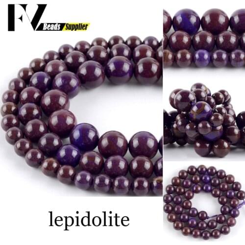 Natural Stone Dark Red Garnet Lepidolite Beads Round Loose Beads 6/8/10mm For Jewelry Making DIY Bracelet Necklace Accessories