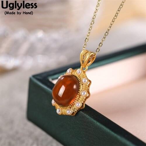 Uglyless Garland Natural Pearls Pendants Necklaces NO Chains Tempting Garnet Red Necklaces Gold 925 Silver Fashion Dress Jewelry