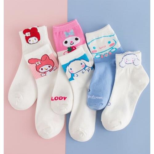 Women Cotton Animal Jacquard Cartoon Socks Casual Ins Tide Mid Tube Student Cute Socks Japanese Korean Style Female 6 Pairs