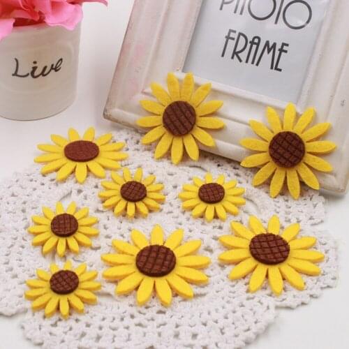 New 20PCS handmade artificial flowers sunflowers foam head DIY wedding decoration wreath clip headdress craft gift shoes