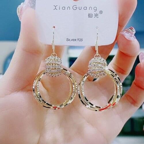 2021 new Korean fashion circle multi-layer temperament earrings female net red hot style trendy ring earrings