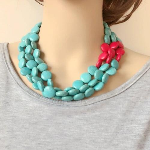Layers Round Stone Necklace Choker Statement Chunky