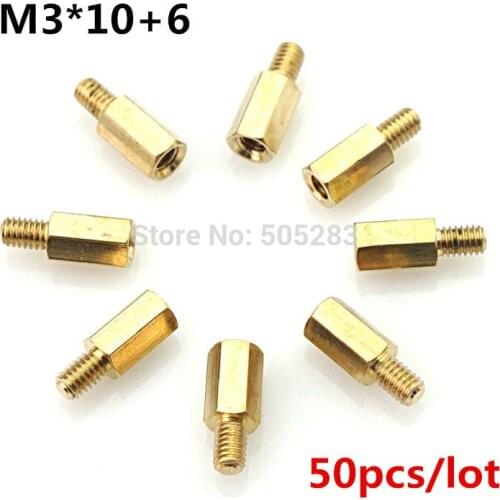 50pcs Motherboard Riser M3x10+6 Hexagon Copper Screws M3*10mm Hex Head Nut Computer PC Repair Power Screw Washer Tool HY028