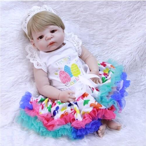 55cm Full Silicone Body Reborn Baby Doll Toy For Girl Vinyl Newborn Princess Babies Bebe Bathe Accompanying Toy Birthday Gift