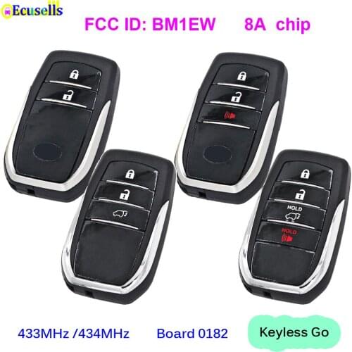 Smart Card Keyless Go Remote Key 433mhz 434mhz with 8A Chip FCC ID: BM1EW Board 0182 for Toyota Hilux Fortuner