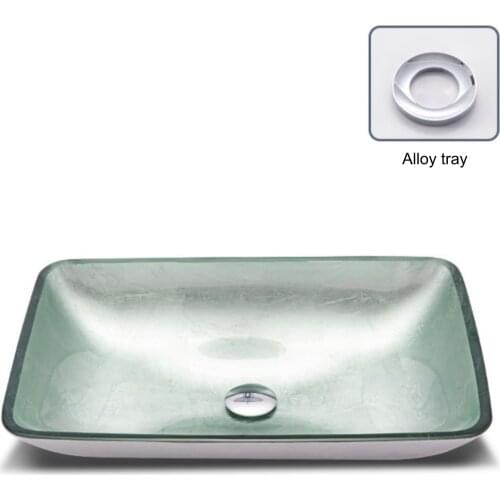 New Style Tempered Glass Bathroom Sink Silver White Creative Art Basin Above Counter Washbasin L570*W370*H110mm
