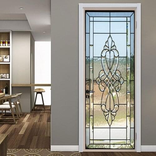 Glass Decoration Imitation Door Decoration Stickers Living Room Bedroom Bathroom Door Window Waterproof PVC Door Sticker-ABUX