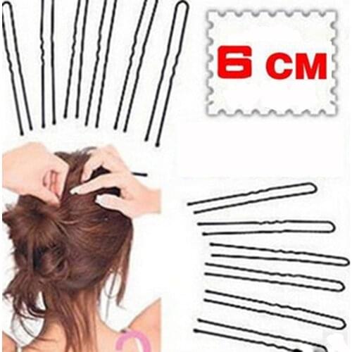 50pcs/set 6cm Hair Waved U-shaped Bobby Pin Barrette Salon Grip Clip Hairpins Black Metal Hair Accessories For Bun Headwear