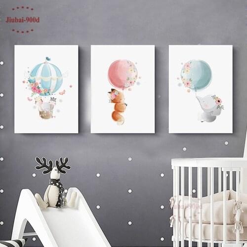 Baby Room Wall Decoration Cartoon Animal Poster Squirrel Elephant Pictures Canvas Painting Nursery Wall Art posters and prints