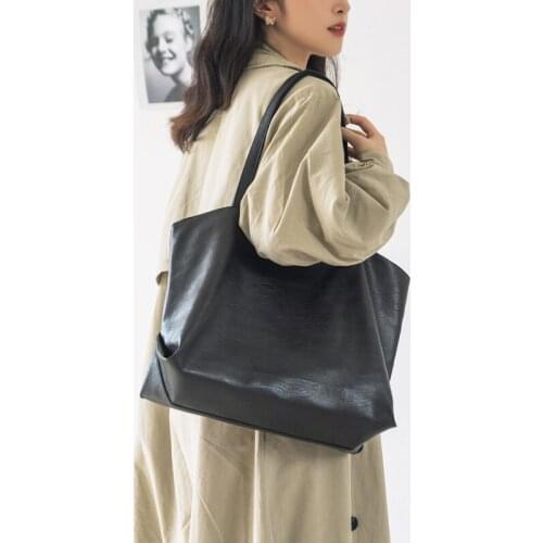 Women Large Capacity PU ShoulderBag Female Multifuction Simple Style Portable Shopping Bag Ladies Top-handle Bucket HandBag