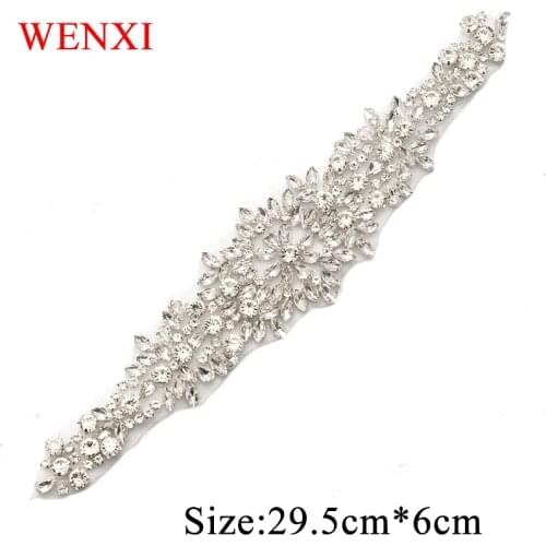 WENXI 5PCS Luxury Crystal Rhinestonesd Appliques Sewing On Bridal Sash Rhinestonesd Appliques Accessory DIY Bride Belt WX846