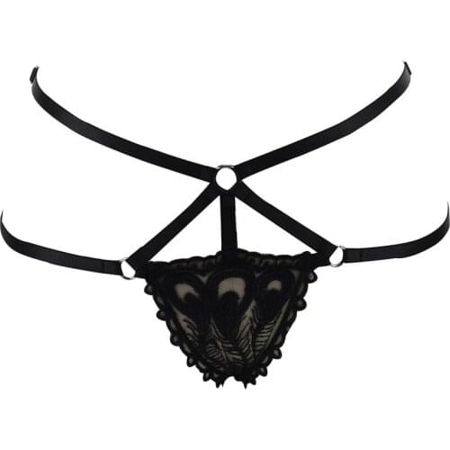 HANAERNES Lace Women Body Harness Short Panties Bondage Lingerie Pole Dance Party Punk Gothic Sexy Caged Elastic Adjust