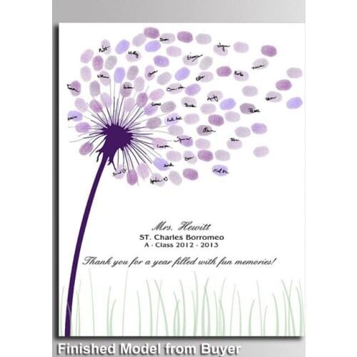 1pc Free custom Name Date Wedding Gift DIY dandelion Fingerprint Signature Guest Book For Engagement Party Wedding Anniversary
