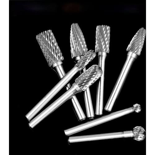 1PC 1/4" Shank 12mm Flute Diameter Rotary Files Tungsten Carbide Double Cut Rotary Burr 6mm-12mm Blade Length Dremel Rotary Tool