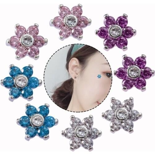 1pc Stainless Steel Micro Dermal Anchor Top Piercing Zircon Skin Diver Dermal Ring Surface Piercing Implants Sexy Jewelry 16G