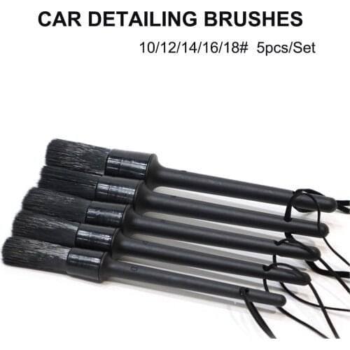 2021 New 5pcs/Set PP Hair Car Detailing Brush Black Brushes for Interior Cleaning Wheel Gap Rims Dashboard Air Vent Trim