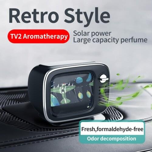 Retro TV Car aromatherapy Solar-powered design Cologne Nano Enrichment perfume Car Aroma Diffuser