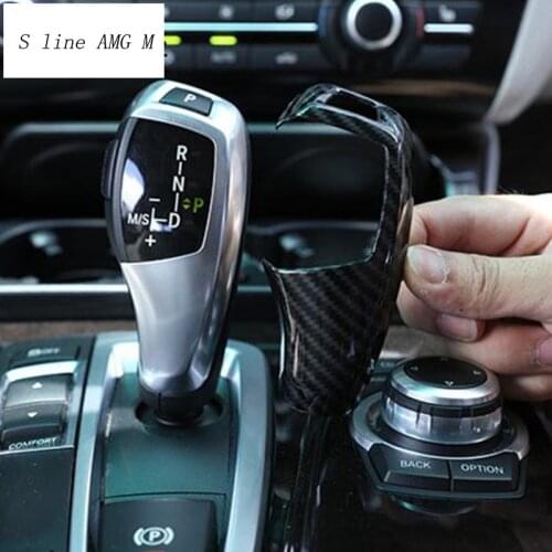 Car Styling Carbon fiber Gear Shift Handle Sleeve Buttons Cover Stickers For BMW X5 F15 X6 F16 Auto Interior Accessories RHD LHD