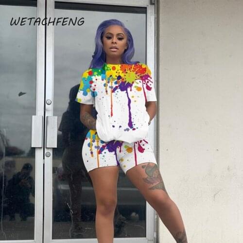 White Graffiti Print Womens Shorts And Top Set Summer Plus Size Tracksuits Biker Shorts Loungewear Suit Outfits Female Clothes