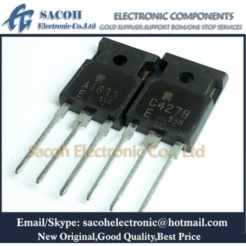 Free Shipping 10Pairs 2SA1633 2SA1633-E A1633-E A1633 + 2SC4278 2SC4278-E C4278-E C4278 TO-247 Silicon Power Transistors
