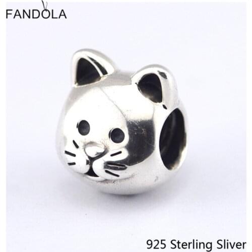 925 Sterling Silver Pets Curious Cat Charm Fit Pandora Bracelet Charms Jewelry Making Woman Gifts Vestido 925 Silver Jewelry