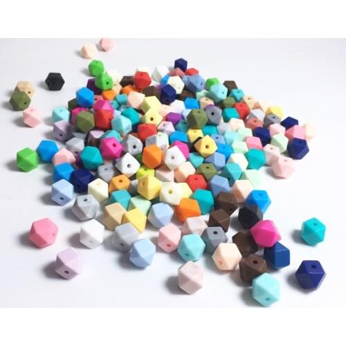 200pcs/lot 11mm Hexagon Mini Smaller Beads Teething Necklace -Silicone Teething Beads For Baby BPA Safe loose beads